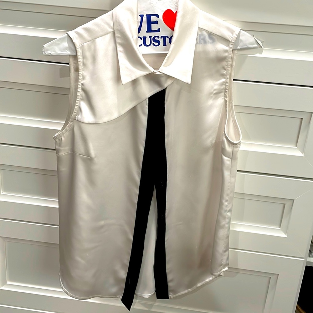 Double zero silk tuxedo tank top